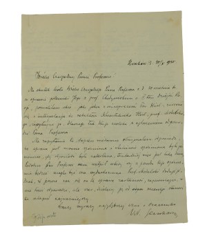 Władysław SEMKOWICZ [1878-1949] odręczny list w sprawie polemiki dotyczącej II tomu Dziejów Rosji, datowany 31.X.1935r.