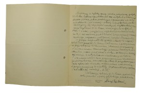 Henryk BATOWSKI [1907-1999] handwritten correspondence dated 16.III.1930 with autograph and historian's stamp