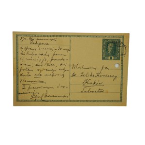 Ignacy CHRZANOWSKI [1866-1940] kartka pocztowa z korespondencją skierowaną do Feliksa Koniecznego [1862-1949]