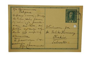 Ignacy CHRZANOWSKI [1866-1940] postcard with correspondence addressed to Feliks Konieczny [1862-1949].