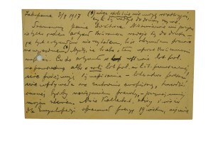 Ignacy CHRZANOWSKI [1866-1940] postcard with correspondence addressed to Feliks Konieczny [1862-1949].