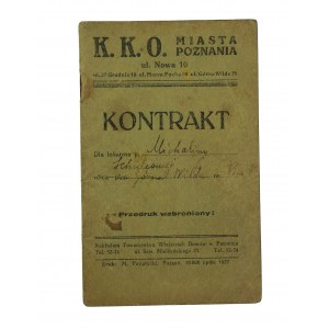 KONTRAKT NAJMU na lokal [handel i pracownia kapeluszy] w Poznaniu ul. Górna Wilda 31, datowany 5 maja 1938r.