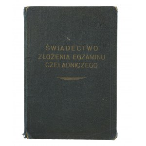 Świadectwo potwierdzające zdanie egzaminu czeladniczego dla zawodu tapicerskiego, wystawione dla Marian Budaszewski [ur. 1913], Poznań 28.10.1933r.