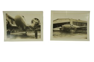 Old aircraft at the hangar of UNITED NAT [National Air Transport] AIR LINES company - set of 2 photographs