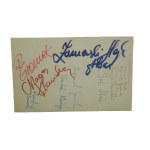 Czerwono-Czarni autografy członków zespołu: Tadeusz Mróz [gitarzysta], Ryszard Gromek [perkusista], Klaudiusz Maga, Henryk Zomerski