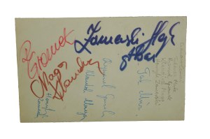 Czerwono-Czarni band members' autographs: Tadeusz Mróz [guitarist], Ryszard Gromek [drummer], Klaudiusz Maga, Henryk Zomerski