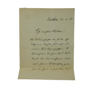 GRYCZEWSKI Friedrich Prezes Wyższego Sądu Okręgowego w Poznaniu w latach 1895-1912, korespondencja na papierze z herbem i autograf
