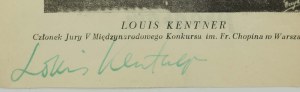 KENTNER Louis [1905-1987] Hungarian-British pianist, winner of the 5th prize in the Chopin Competition [1932], autograph on a clipping from the program 