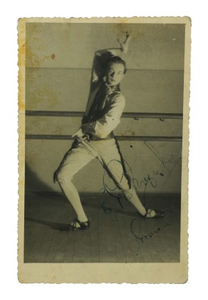 Edward Pokrywka-Pokros , opera dancer, in Poznan and Lodz, 1950s. , autograph on postcard