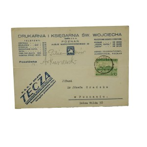 Józefa Orańska - korespondencja od Drukarni i Księgarni św. Wojciecha w sprawie druku monografii o Szymonie Czechowiczu, datowana 3 marca 1939r.