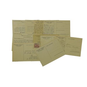 Józefa Orańska - zestaw 10 kart pocztowych z korespondencją do J. Orańskiej z nagłówkiem Biblioteki Kórnickiej, lata 1938-39 i 1946-48