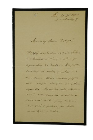 Ludwik FINKEL [1858-1930] historian, bibliographer, encyclopedist, handwritten letter dated 21.XI.1904.
