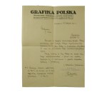 GRAFIKA POLSKA miesięcznik , korespondencja do stałego współpracownika w sprawie umieszczenia nazwiska w spisie oraz honorarium za teksty, datowana 28.XI.1921r.