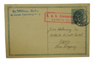 Wiktor HAHN [1871-1959] literary historian, correspondence to the rector of the Rector of the University of Lviv Ludwik Finkel, dated 4.IX.1917.