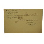 Wiktor HAHN [1871-1959] historyk literatury, korespondencja do rektora rektora Uniwersytetu Lwowskiego Ludwika Finkla, datowana 4.IX.1917r.