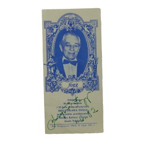 Mieczysław FOGG [1901-1990] autograf artysty na programie Jubileuszu 80-lecia urodzin i 55-lecia pracy artystycznej, 30.V.1981r.