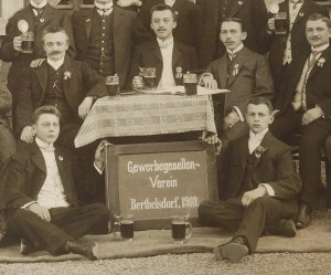 [UNIEMYŚL] (gm. Lubawka) Związek Czeladników, 1910r., zdjęcie grupowe