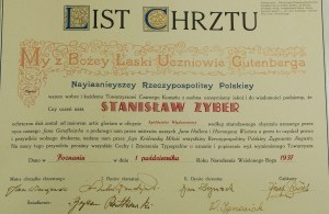 We by God's grace disciples of Gutenberg - LETTER OF CHRIST , liberation on printer, Poznań October 1, 1937