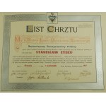 My z Bożey łaski uczniowe Gutenberga - LIST CHRZTU , wyzwolenia na drukarza, Poznań 1 października 1937 roku