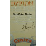 CENTRA Poznań DYPLOM za 10-letnią wierną, oddana pracę w Zakładach Przemysłowych Centra, Poznań 17.X.1936r.