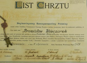 We by God's grace disciples of Gutenberg - LETTER OF CHRIST , liberation on printer, Poznan January 1, 1929