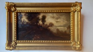 Landscape with crosses Author not identified miniature circa 1900.