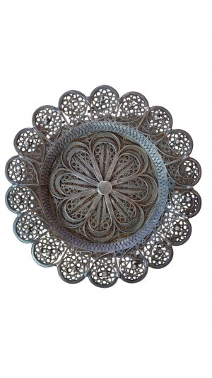 Basket platter silver filigree Tsarist Russia circa 1870.