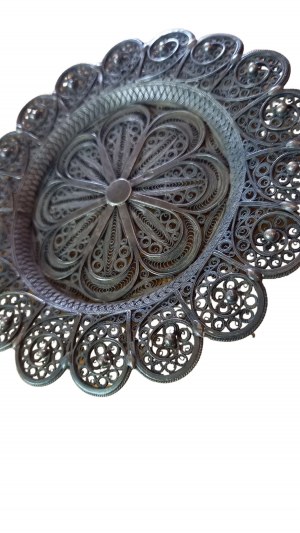 Basket platter silver filigree Tsarist Russia circa 1870.