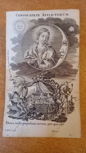 Consolation of the Afflicted Consolatrix Afflictorum etching 18th century.
