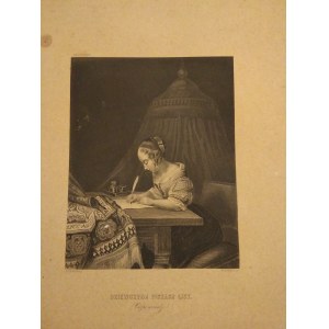 Dziewczyna pisząca listy miedzioryt Gerhard Terburg 1870 r
