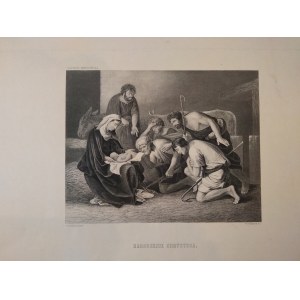 Narodzenie Chrystusa staloryt Poussin / W. French 1880 r.