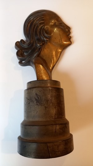 Female bust bronze signed ART DECO ca. 1930 artist not identified