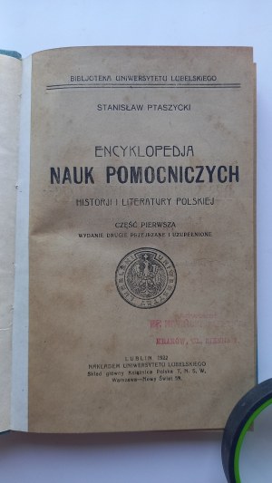 Encyclopedia of auxiliary sciences part I Ptaszycki 1922 /m.