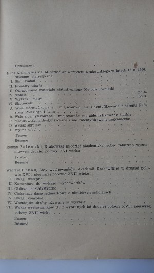 Studies in the history of the youth of the University of Cracow in the Renaissance /m.