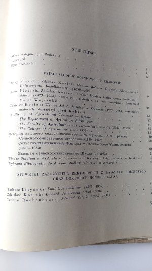 History of agricultural studies in Cracow 1890-1962 /m.