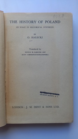 The History of Poland Oskar Halecki London 1942 /m.