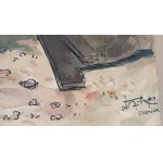 Łodzie przy brzegu Czerwińsk Stanisław Rolicz 1959 r. /S.