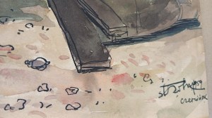 Boats at the shore of Czerwinsk Stanislaw Rolicz 1959 /S.