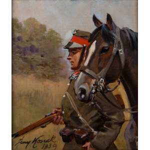 Jerzy Kossak (1886 - 1955), Lancer with a Horse.
