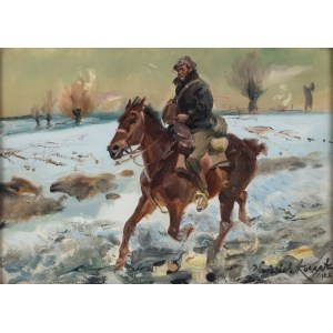 Wojciech Kossak (1856 - 1942), Ułan z depeszą