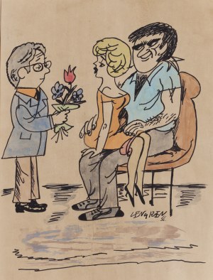 Zbigniew Lengren (1919 Tuła, Rosja - 2003 Warszawa), Kochanek, ilustracja satyryczna, 1956