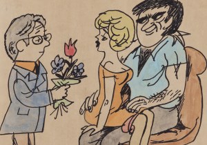Zbigniew Lengren (1919 Tuła, Rosja - 2003 Warszawa), Kochanek, ilustracja satyryczna, 1956
