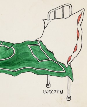 Edward Lutczyn (ur. 1947, Heppenheim), Łóżko-boisko, ilustracja satyryczna, lata 70. XX w.