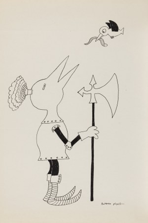 Bohdan Butenko (1931 Bydgoszcz - 2019 ), Karmienie rycerza, ilustracja satyryczna