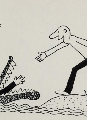 Bohdan Butenko (1931 Bydgoszcz - 2019 ), Pomocna dłoń, ilustracja satyryczna