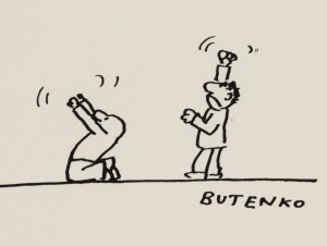 Bohdan Butenko (1931 Bydgoszcz - 2019 ), Lot pegazem, ilustracja satyryczna