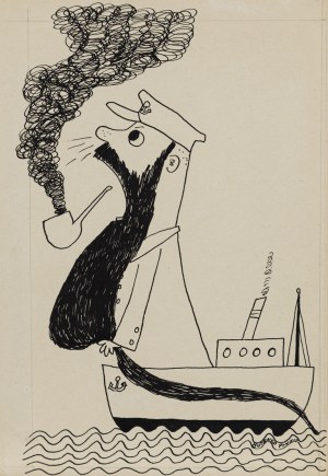Bohdan Butenko (1931 Bydgoszcz - 2019 ), Kapitan, ilustracja satyryczna