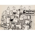 Stanisław Dąbrowski (1882 Albertyn - 1943 Warszawa), Ogłoszenia, rysunek satyryczny