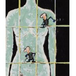 Stanisław Dąbrowski (1925 - 2011 ), Wykuwanie pomnika, ilustracja satyryczna do czasopisma Karuzela