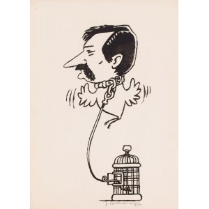 Jacek Fedorowicz (b. 1937, Gdynia), Walesa on a tether, satirical illustration, 1982